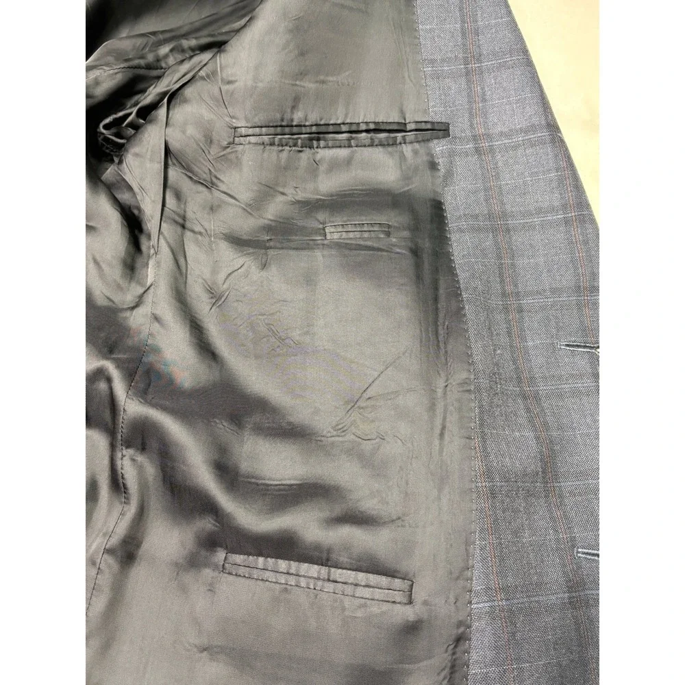 Jos A Bank Signature Collection‎ Gray Plaid 100% Wool Blazer Sport Coat Mens 46R